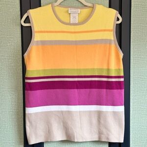 Designer Originals Vintage 100% Cotton 90s Striped Knit Sweater Vest, Size XL